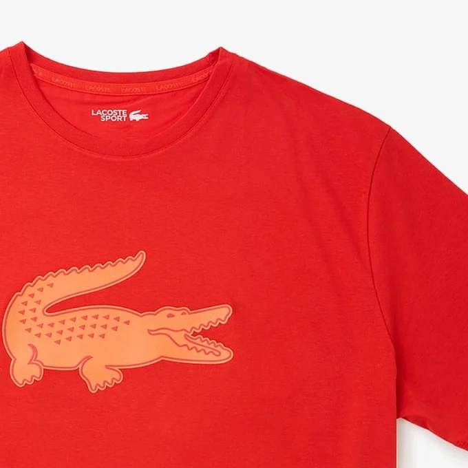 T-shirt de algodão estampada com corte alto para desporto para homem