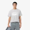 T-shirt de algodão estampada de corte clássico para homem