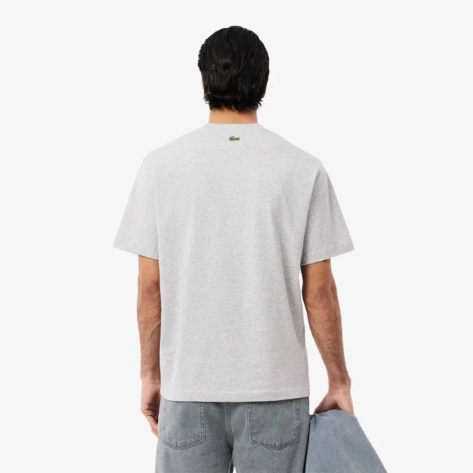 T-shirt de algodão estampada de corte clássico para homem