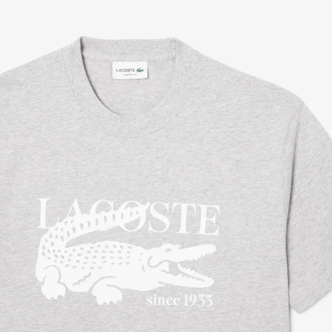 T-shirt de algodão estampada de corte clássico para homem