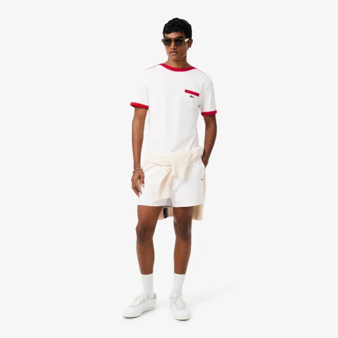 T-shirt de algodão pesado com detalhe de bolso