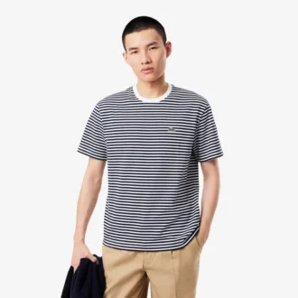 T-shirt de algodão pesado às riscas para homem