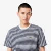 T-shirt de algodão pesado às riscas para homem