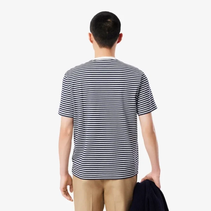 T-shirt de algodão pesado às riscas para homem