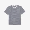 T-shirt de algodão pesado às riscas para homem