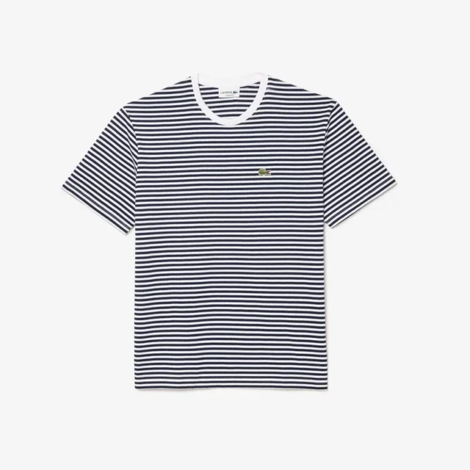 T-shirt de algodão pesado às riscas para homem