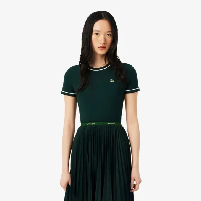 T-shirt de jersey com acabamentos contrastantes para mulher