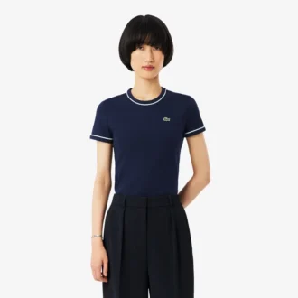 T-shirt de jersey com acabamentos contrastantes para mulher