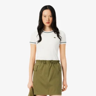T-shirt de jersey com acabamentos contrastantes para mulher