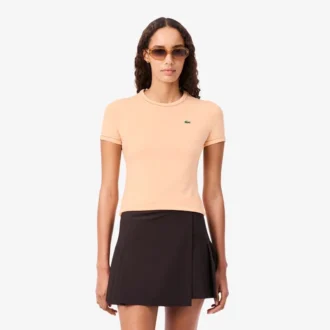T-shirt de jersey com acabamentos contrastantes para mulher