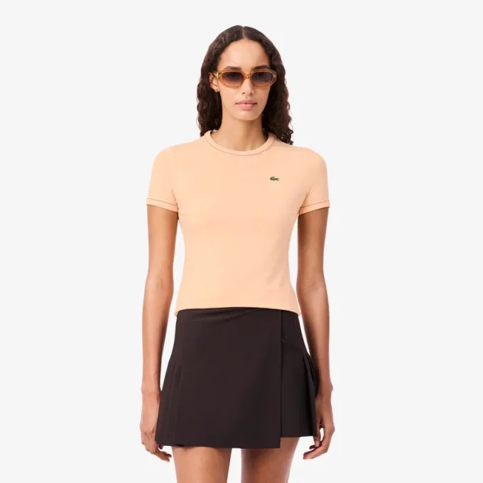 T-shirt de jersey com acabamentos contrastantes para mulher