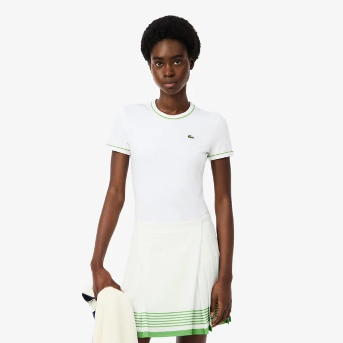 T-shirt de jersey com acabamentos contrastantes para mulher