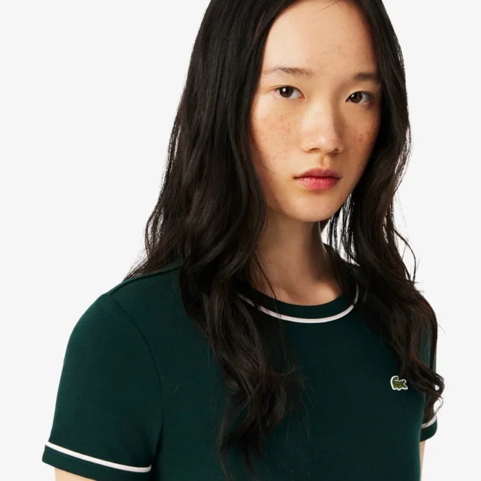 T-shirt de jersey com acabamentos contrastantes para mulher