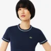 T-shirt de jersey com acabamentos contrastantes para mulher