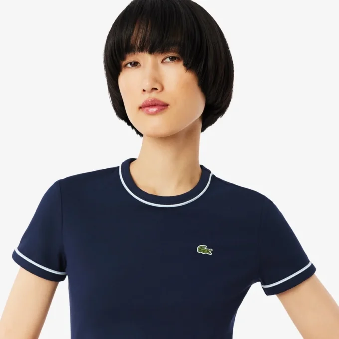 T-shirt de jersey com acabamentos contrastantes para mulher