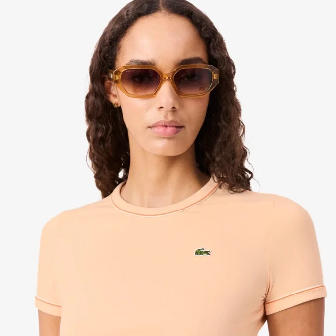 T-shirt de jersey com acabamentos contrastantes para mulher
