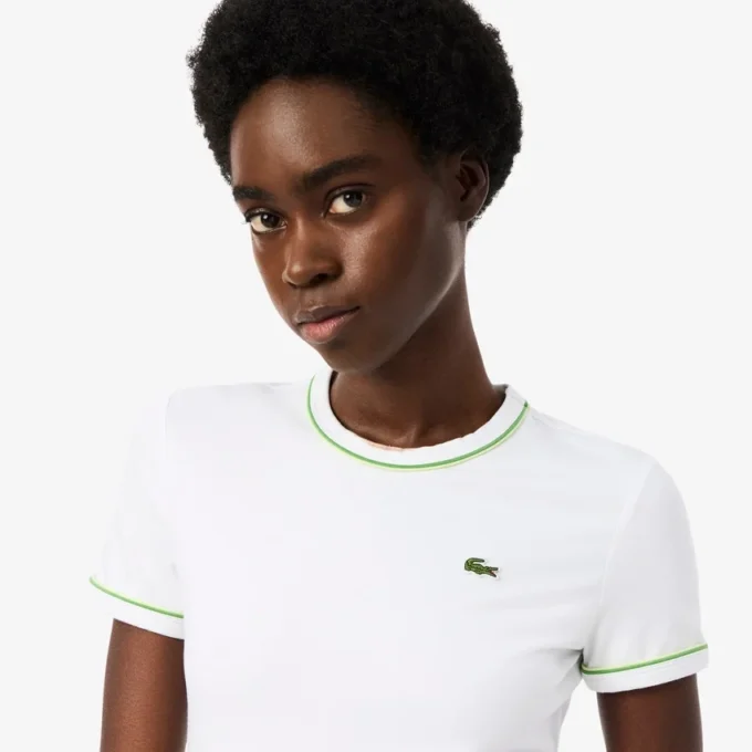 T-shirt de jersey com acabamentos contrastantes para mulher