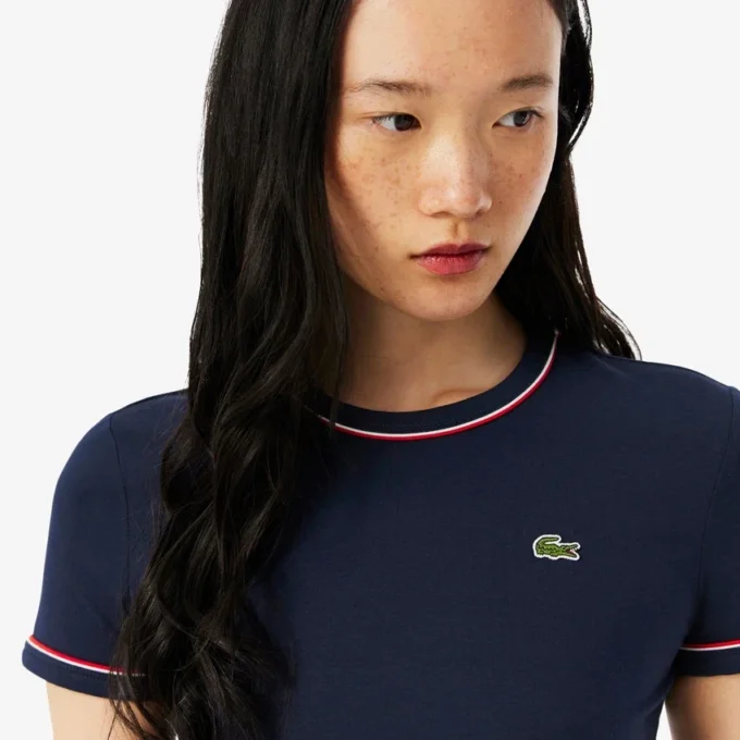 T-shirt de jersey com acabamentos contrastantes para mulher