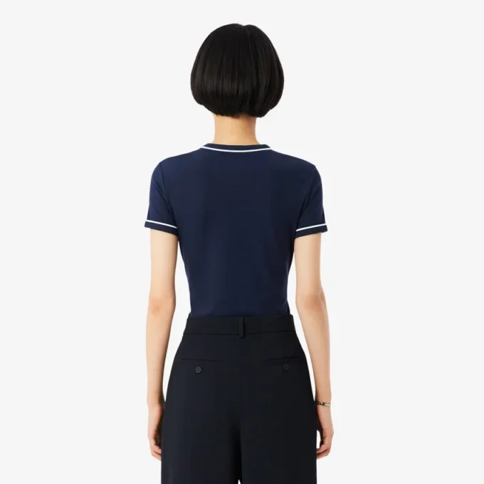 T-shirt de jersey com acabamentos contrastantes para mulher