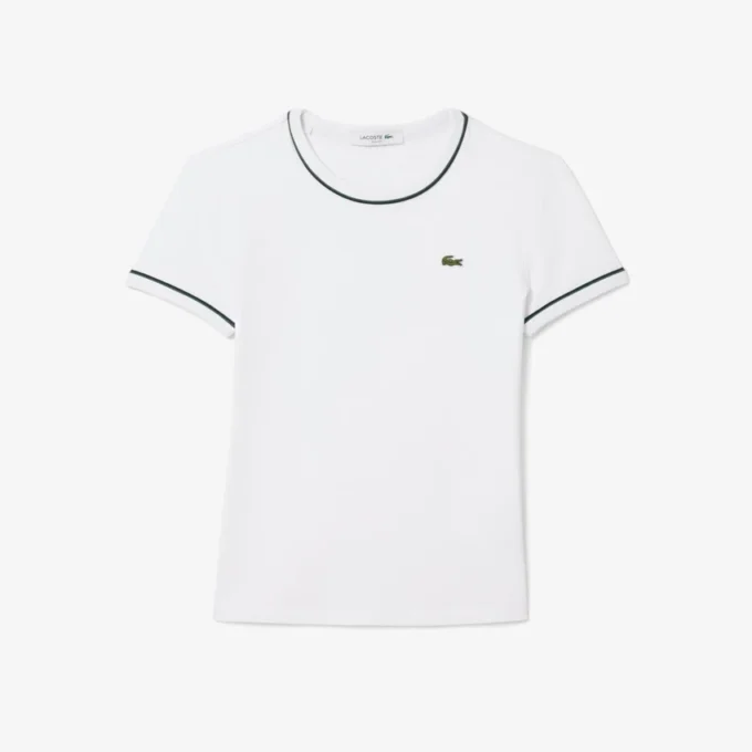 T-shirt de jersey com acabamentos contrastantes para mulher