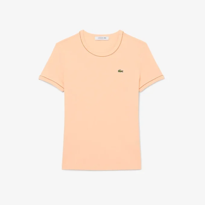T-shirt de jersey com acabamentos contrastantes para mulher