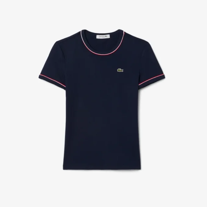 T-shirt de jersey com acabamentos contrastantes para mulher