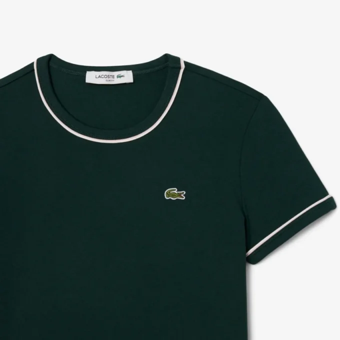 T-shirt de jersey com acabamentos contrastantes para mulher