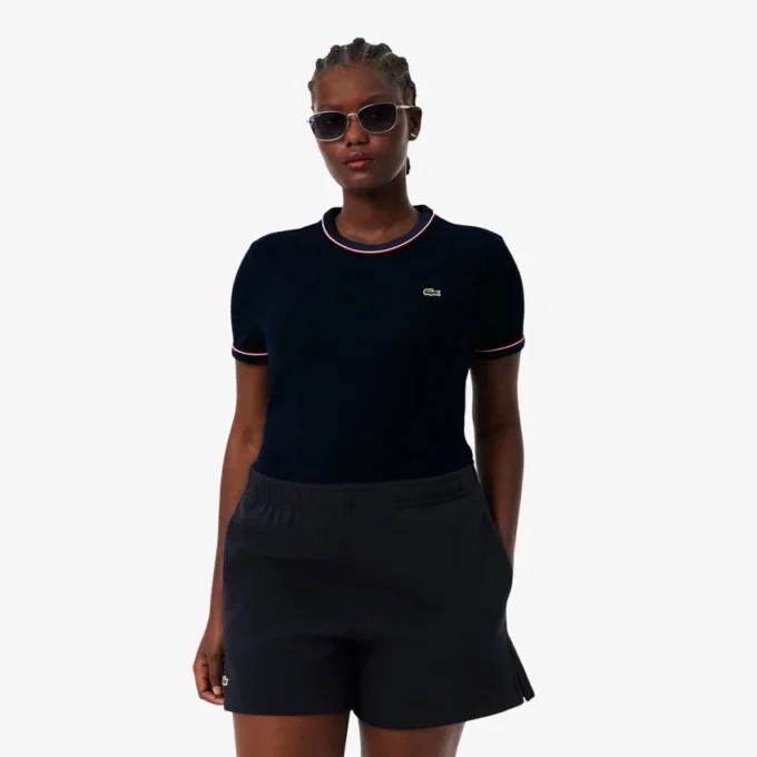 T-shirt de jersey com acabamentos contrastantes para mulher