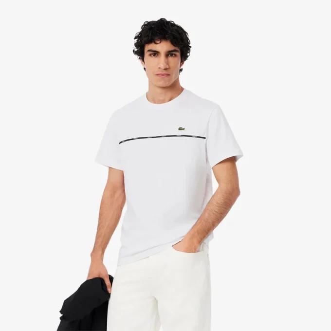 T-shirt de jersey de algodão com logótipo para homem
