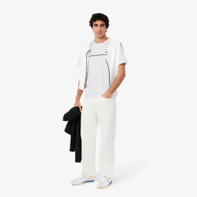 T-shirt de jersey de algodão com logótipo para homem