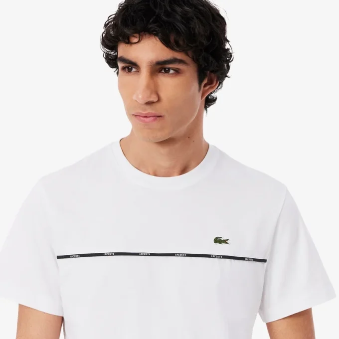 T-shirt de jersey de algodão com logótipo para homem