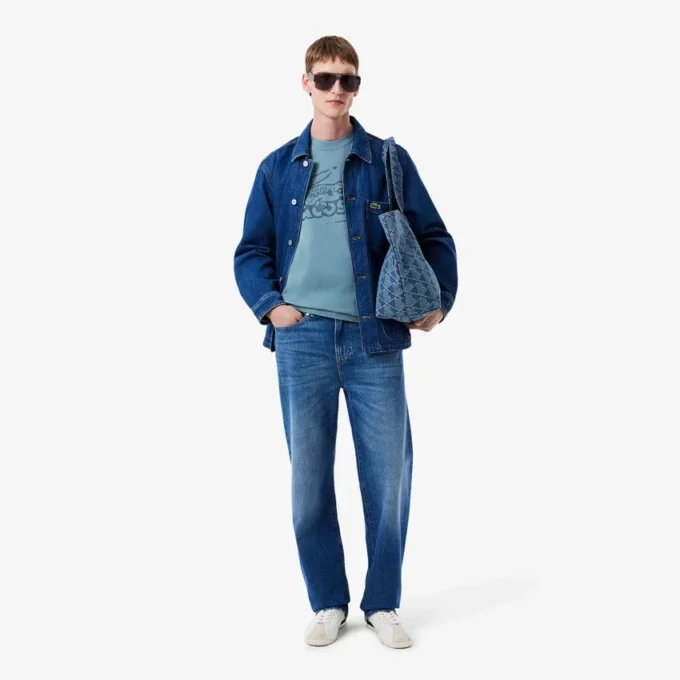 T-shirt de jersey de algodão estampada para homem
