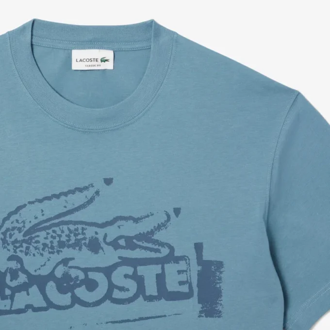 T-shirt de jersey de algodão estampada para homem