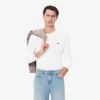 T-shirt de manga comprida em algodão Pima para homem