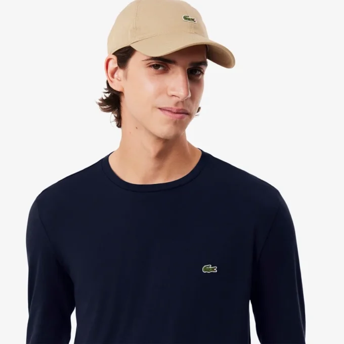 T-shirt de manga comprida em algodão Pima para homem