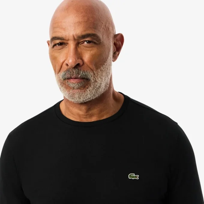 T-shirt de manga comprida em algodão Pima para homem