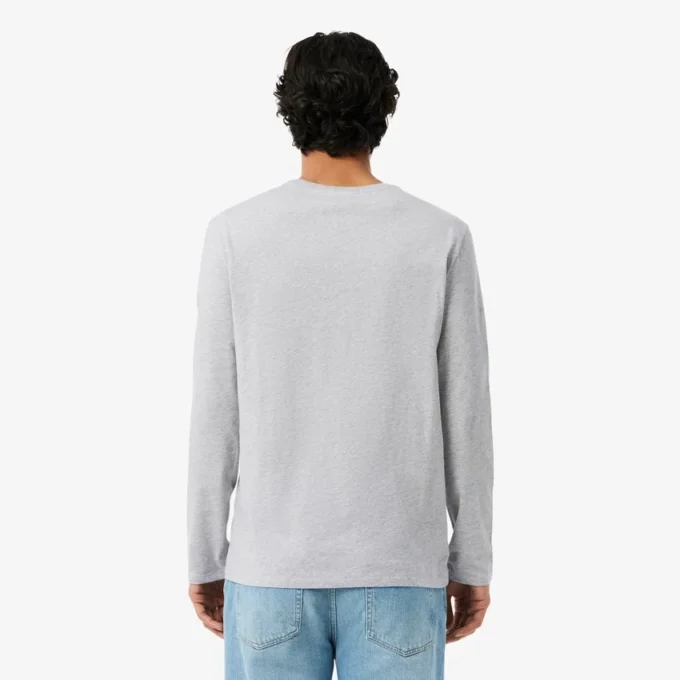T-shirt de manga comprida em algodão Pima para homem