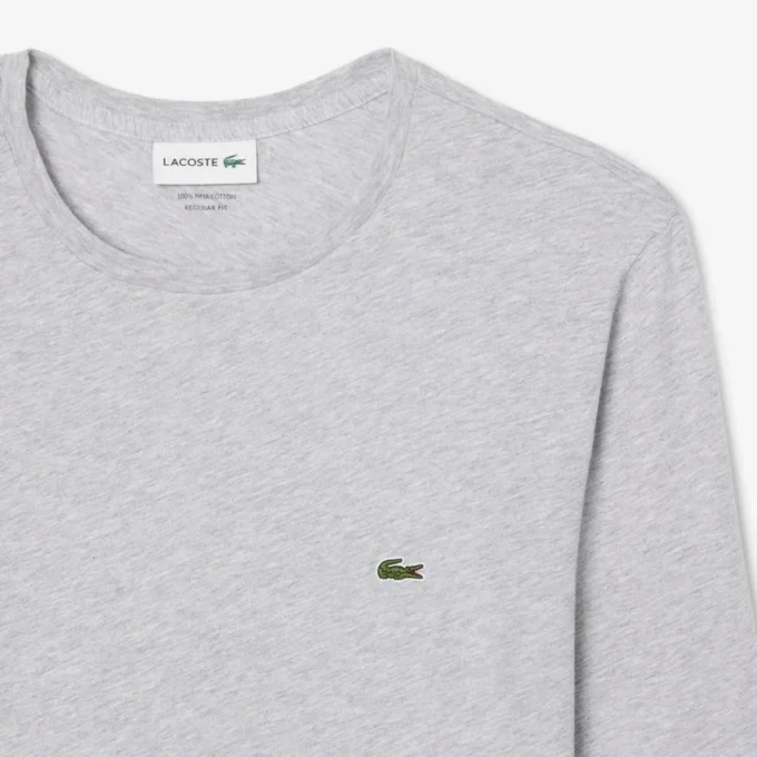 T-shirt de manga comprida em algodão Pima para homem