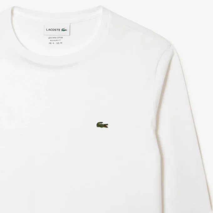 T-shirt de manga comprida em algodão Pima para homem