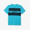 T-shirt desportiva de algodão estampada para homem