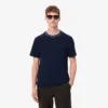T-shirt masculina com gola às riscas em piqué elástico