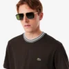 T-shirt masculina com gola às riscas, fabricada em França