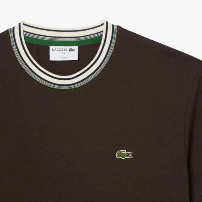 T-shirt masculina com gola às riscas, fabricada em França
