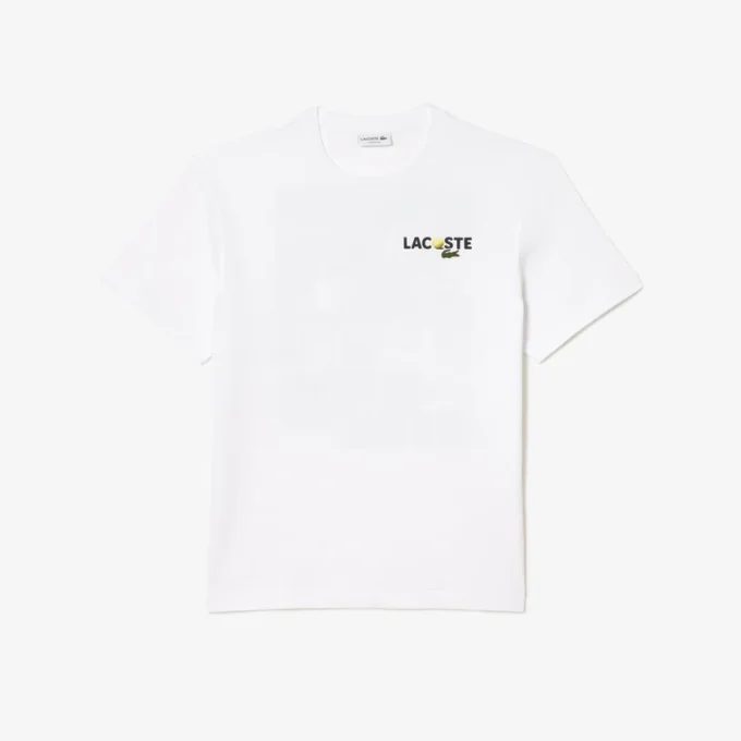 T-shirt masculina de algodão pesado com estampado nas costas