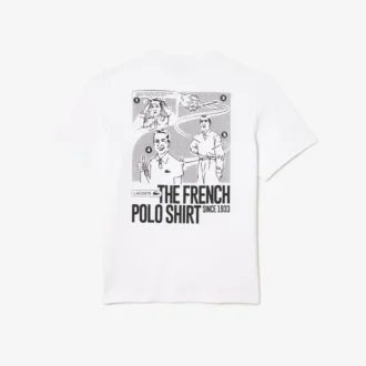 T-shirt masculina de algodão pesado com estampado nas costas