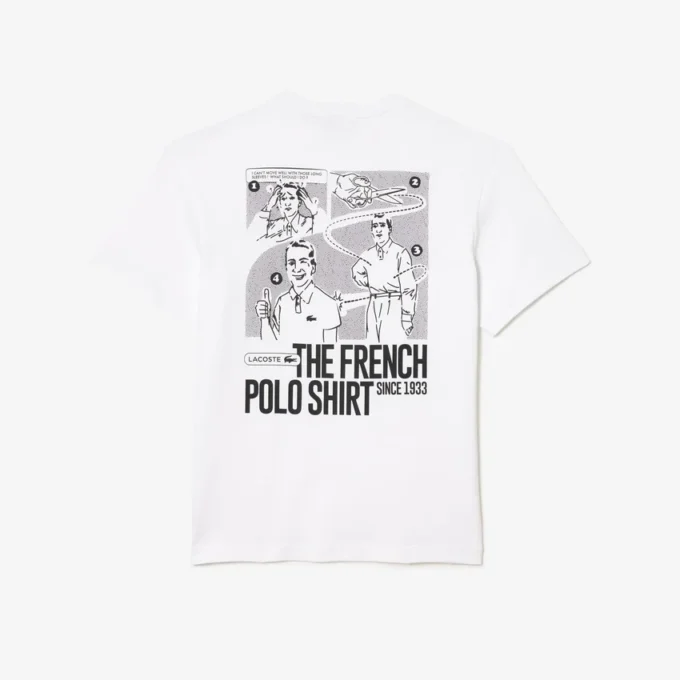 T-shirt masculina de algodão pesado com estampado nas costas
