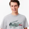 T-shirt masculina de algodão pesado com gráfico de crocodilo