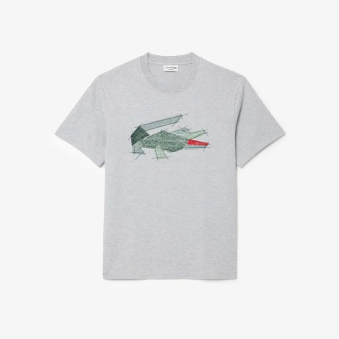 T-shirt masculina de algodão pesado com gráfico de crocodilo