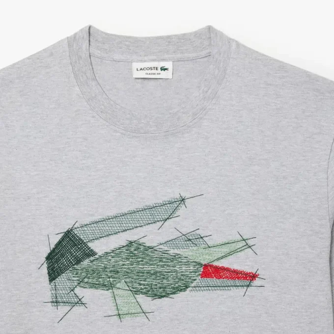 T-shirt masculina de algodão pesado com gráfico de crocodilo