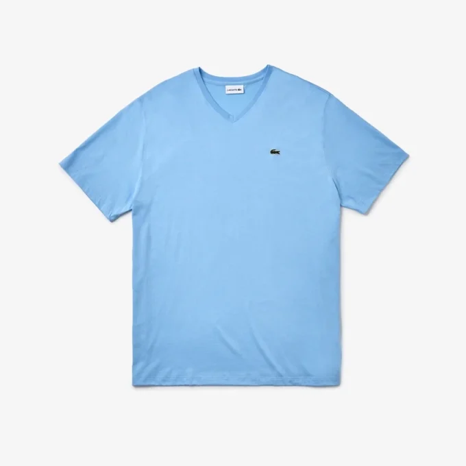 T-shirt masculina de corte largo com decote em V em Pima